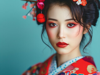 和風メイクの女性