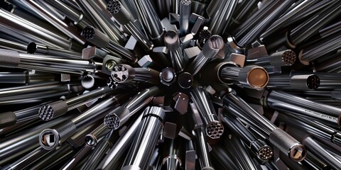 Intricate Symmetry of Silver Ophthalmologist Tools: An Aerial View