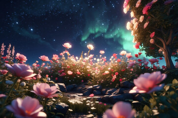 The beauty of flowers at night