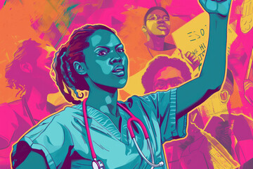 Healthcare Advocacy Illustration Concept., International Nurses Day, hospital care, dedication and skills.