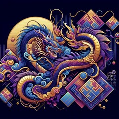 Fototapeta premium A colorful design with a dragon