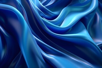 Fototapeta premium 3d silk luxury texture background. Fluid iridescent holographic neon curved wave in motion blue background. Silky cloth luxury fluid wave banner.