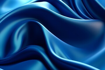 Obraz premium 3d silk luxury texture background. Fluid iridescent holographic neon curved wave in motion blue background. Silky cloth luxury fluid wave banner.