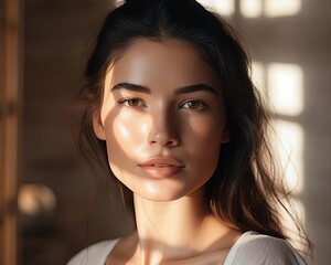 A model with glowing skin under soft, natural lighting, promoting effective skincare routines