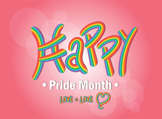 pride month banner with rainbow colors and unique font