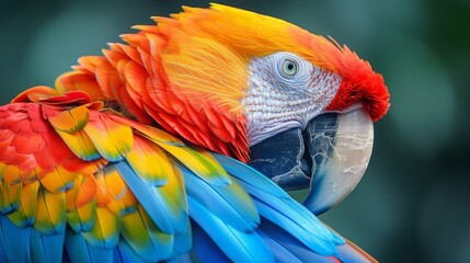 Bright parrots, tropical birds.