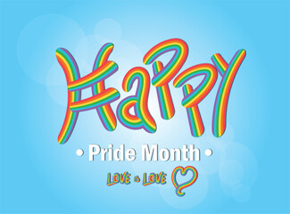 pride month banner with rainbow colors and unique font