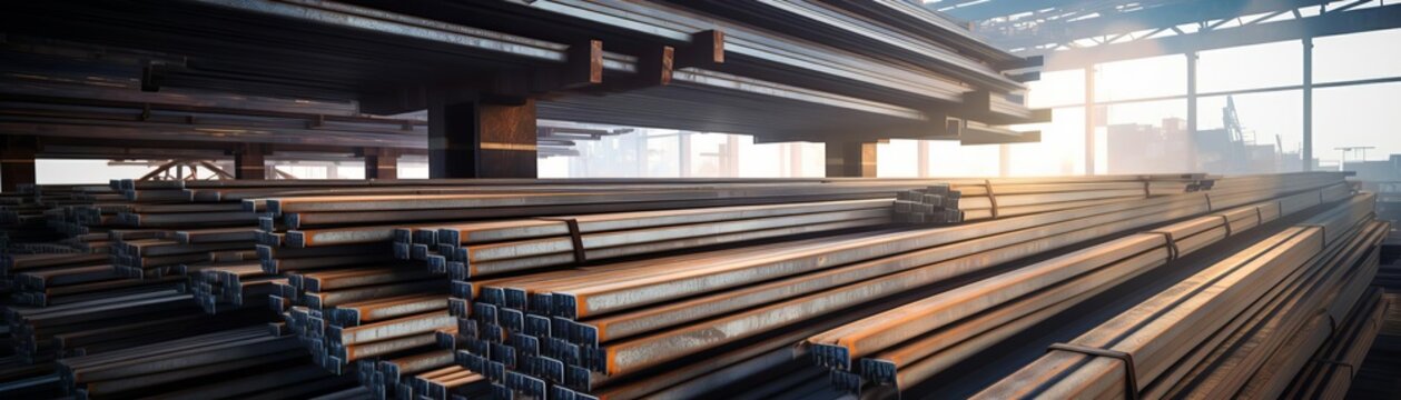 Stacks of Ibeams for heavyduty structural support in large construction projects