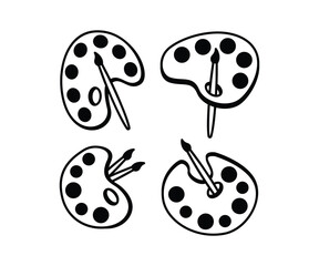 paint brush art painting vector icon design simple black white modern flat illustration 