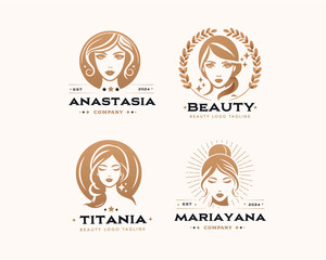 Vector elegant beauty woman salon logo design collections for company 