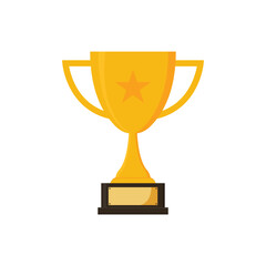 gold trophy cup vector icon flat design for competition