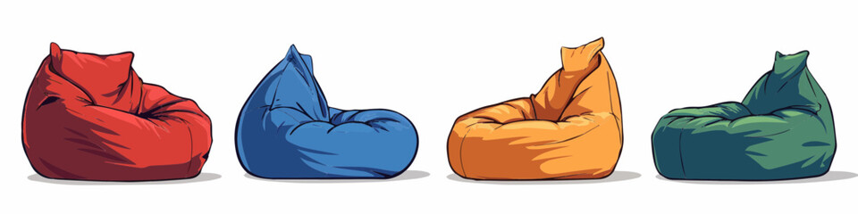 Beanbag chair , four colorful vector images © Pawel
