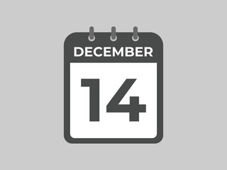 December 14 calendar reminder. 14 December daily calendar icon template. Calendar 14 December icon Design template. Vector illustration
