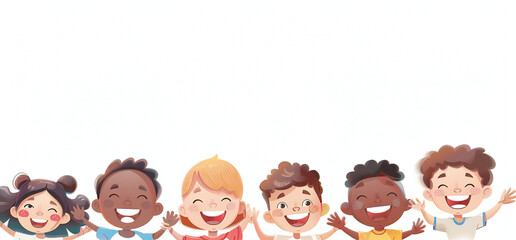 Global Celebration of Children's Day. Illustration Featuring Happy Children Enjoying Fun and Togetherness, Promoting Education and Friendship in a Colourful and Joyful Event