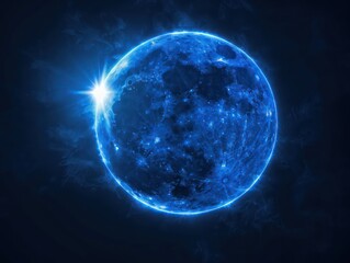 Obraz premium dark blue sun in black background