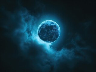dark blue sun in black background