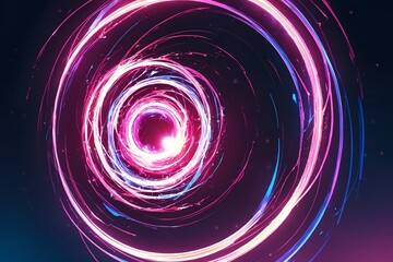 Obraz premium A colorful, swirling circle with a bright pink center