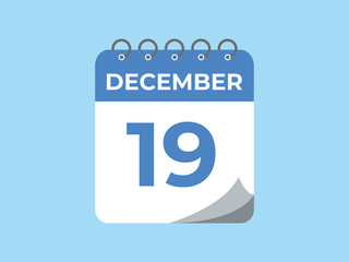 December 19 calendar reminder. 19 December daily calendar icon template. Calendar 19 December icon Design template. Vector illustration
