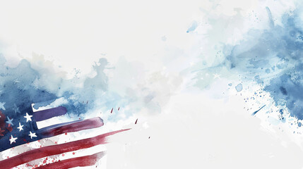 Watercolor flag strokes, '4th July' essence, artful Independence Day on white