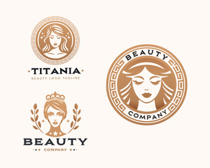 Vector elegant beauty woman salon logo design collections for company