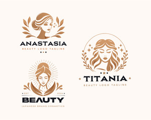 Vector elegant beauty woman salon logo design collections for company