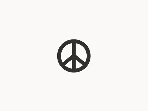 peace symbol, black and white simple logo 