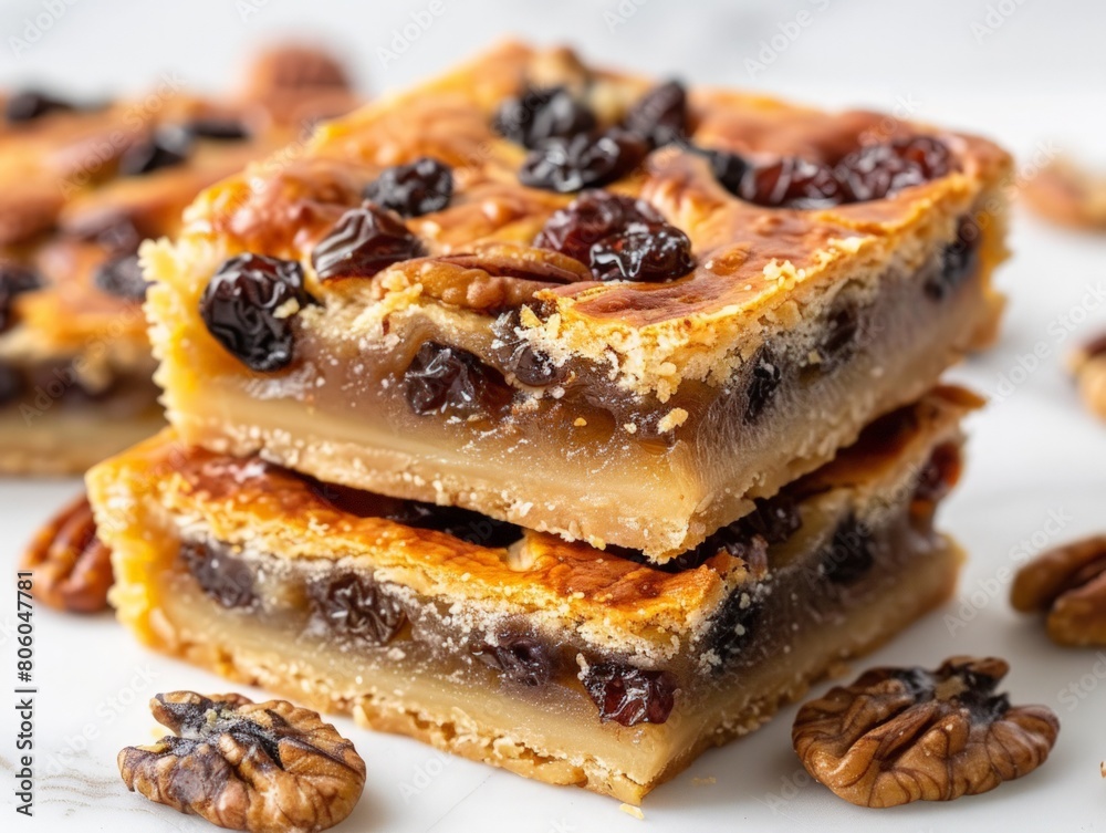 Wall mural Canadian butter tart squares with raisins and walnuts  - Wall murals