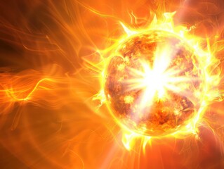 sun solar flare, orange radial