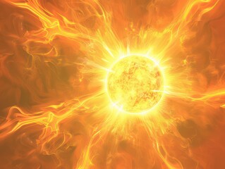 Obraz premium sun solar flare, orange radial