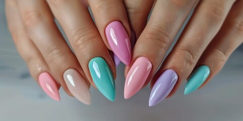 manicure in color on well-groomed female hands