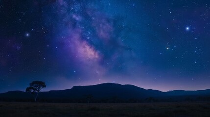 Fototapeta premium A breathtaking panorama of the Milky Way galaxy at night, showcasing the beauty of the cosmos