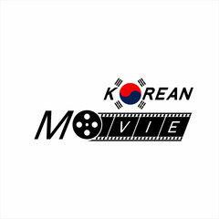 Korean movie logo design with illustration of the Korean flag symbol and film roll on the letter O.