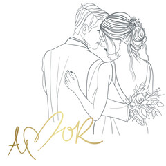 wedding invitation, bride and groom