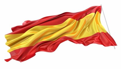 spain flag waving, isolated on white background