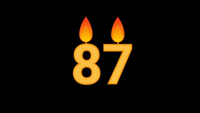 87 Number Cake with Flame Animation