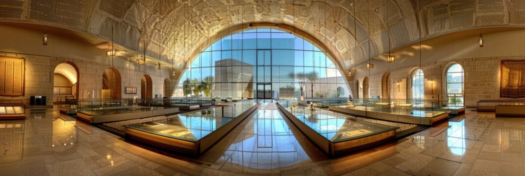 Panoramic View of Shrine of the Book at Museum: Home of the Ancient Scroll and Other