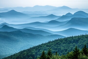 Layers of Blue Mountains - Captivating Landscape View of Morning Sky & Nature