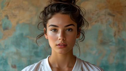 French Twist Style: Beautiful Western Volleyball Athlete, Elegant Updo: Stunning Girl's Hairstyle, Chic Look: Beautiful Western French Twist, Stylish Hairdo: Elegant for Athlete