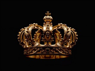 gold royal crown, black background