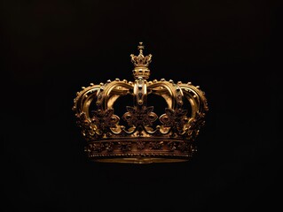 gold royal crown, black background