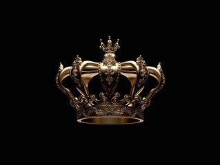 gold royal crown, black background