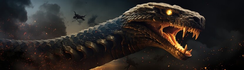 Monstrous Menace: Giant Snake Dragon Unleashes Chaos and Destruction