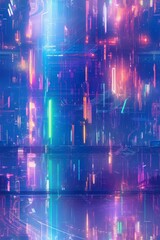 A digital painting of a cyberpunk city at night