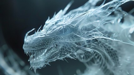 Craft a captivating digital rendering with a mesmerizing x-ray effect, amplifying the textures and details of a mystical creature in CG 3D rendering