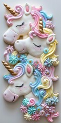 Obraz premium Colourful Unicorn Cookies - The Best Treat for Your Child's Birthday Party or Holiday Desserts
