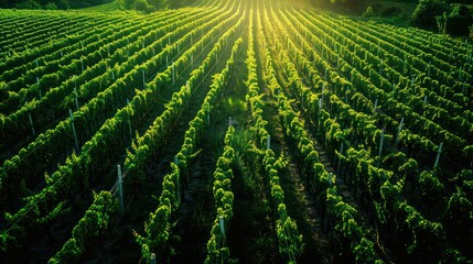 green vineyards for harvesting aerial view
