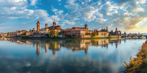 Naklejka premium Discovering the Medieval Charm: A Beautiful Lombardy City with Stunning Architecture