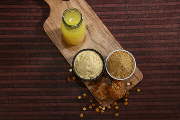 Indian Sattu Drink With Gur Chana and Brown Sugar