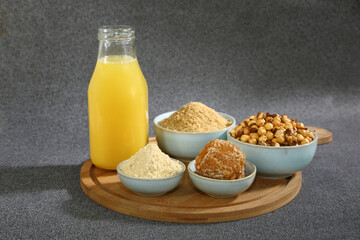 Indian Sattu Drink With Gur Chana and Brown Sugar