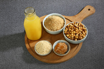 Indian Sattu Drink With Gur Chana and Brown Sugar